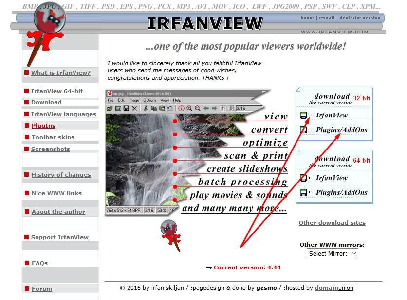 Irfanview homepage