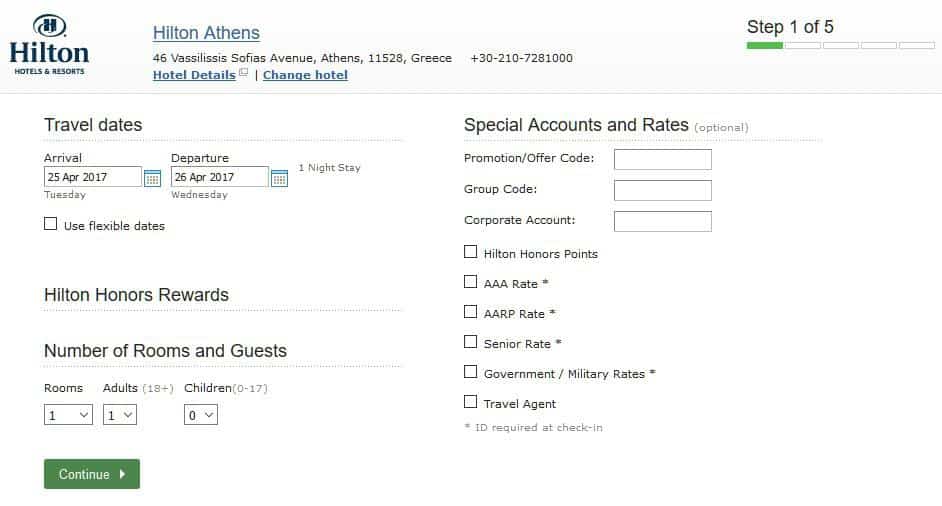 HILTON BOOKING PAGE
